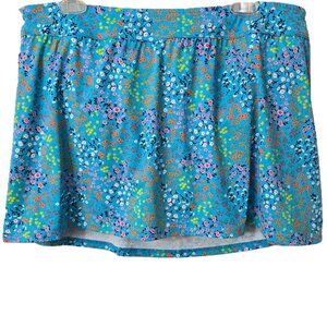 Lands End Swim Skirt 18W Plus Tummy Control Bikini Bottom Blue Ditsy Floral